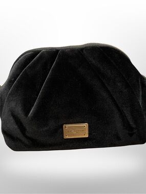 Dolce and Gabbana Beauty Black Velvet Cosmetic Pouch with Gold Hardware